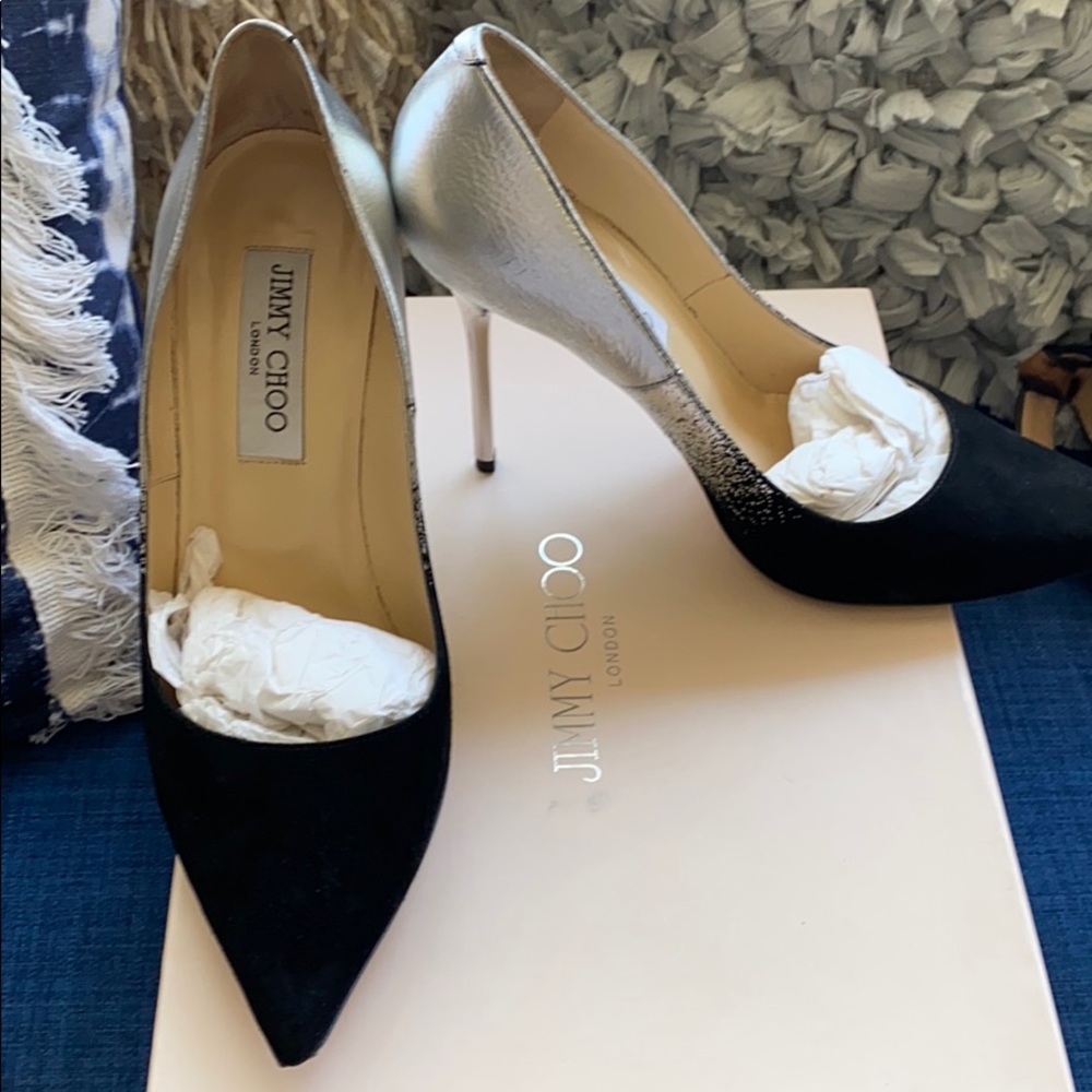 Exl Cond.  Jimmy Choo black silver Pumps sz 7